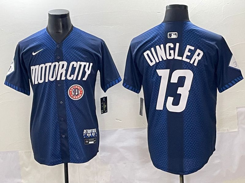 Men 2025 Detroit Tigers #13 Dingler Blue City Edition Nike MLB Jersey style 6